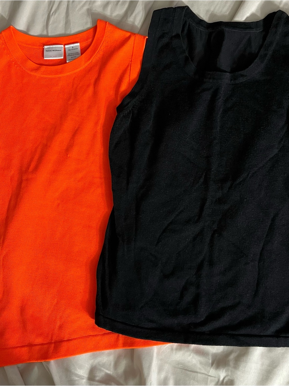 Isaac Mizrahi Orange and Black Tank Tops Duo